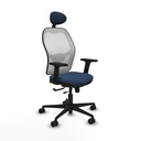 Jorquera traslack malla blanca similpiel azul marino brazos 2D base nailon cabecero fijo ruedas 65mm nailon
