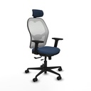 Jorquera traslack malla blanca similpiel azul marino brazos 2D base nailon cabecero 2D ruedas 65mm nailon