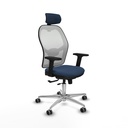 Jorquera traslack malla blanca similpiel azul marino brazos 2D base aluminio cabecero 2D ruedas 65mm engomada