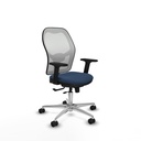 Jorquera traslack malla blanca similpiel azul marino brazos 2D base aluminio  ruedas 65mm nailon