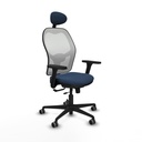 Jorquera traslack malla blanca similpiel azul marino brazos 3D base nailon cabecero fijo ruedas 65mm engomada