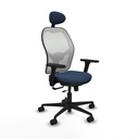 Jorquera traslack malla blanca similpiel azul marino brazos 3D base nailon cabecero fijo ruedas 65mm nailon