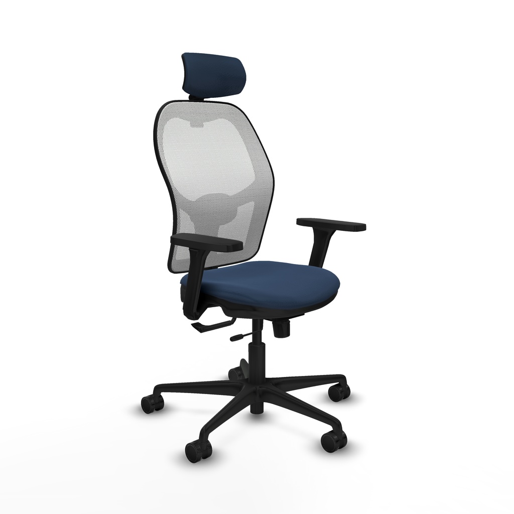 Jorquera traslack malla blanca similpiel azul marino brazos 3D base nailon cabecero 2D ruedas 65mm nailon