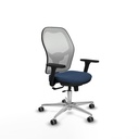 Jorquera traslack malla blanca similpiel azul marino brazos 3D base aluminio  ruedas 65mm engomada
