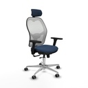 Jorquera traslack malla blanca similpiel azul marino brazos 3D base aluminio cabecero 2D ruedas 65mm engomada
