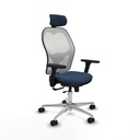 Jorquera traslack malla blanca similpiel azul marino brazos 3D base aluminio cabecero 2D ruedas 65mm nailon