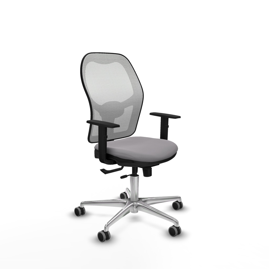 Jorquera traslack malla blanca similpiel gris brazos 1D base aluminio  ruedas 65mm engomada