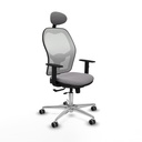 Jorquera traslack malla blanca similpiel gris brazos 1D base aluminio cabecero fijo ruedas 65mm engomada