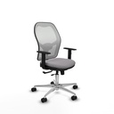 Jorquera traslack malla blanca similpiel gris brazos 1D base aluminio  ruedas 65mm nailon