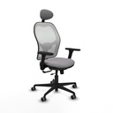 Jorquera traslack malla blanca similpiel gris brazos 3D base nailon cabecero fijo ruedas 65mm engomada