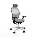 Jorquera traslack malla blanca similpiel gris brazos 3D base aluminio cabecero 2D ruedas 65mm nailon