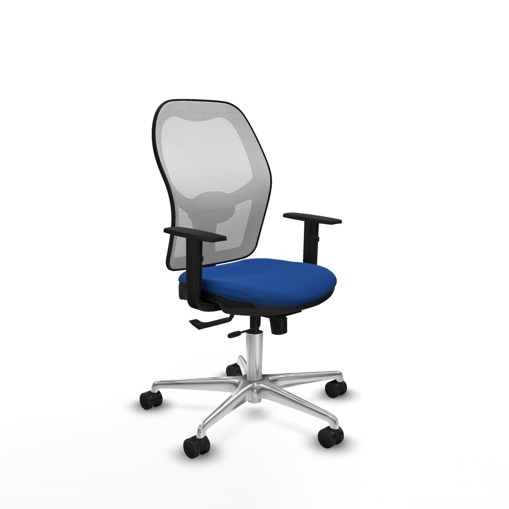 Jorquera traslack malla blanca similpiel azul brazos 1D base aluminio  ruedas 65mm nailon