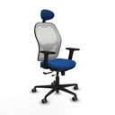 Jorquera traslack malla blanca similpiel azul brazos 2D base nailon cabecero fijo ruedas 65mm engomada