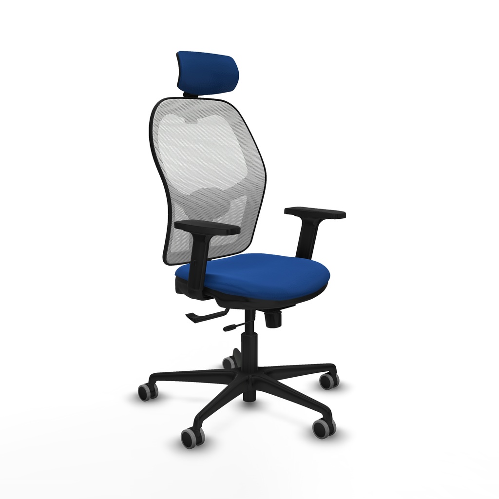 Jorquera traslack malla blanca similpiel azul brazos 2D base nailon cabecero 2D ruedas 65mm engomada