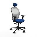 Jorquera traslack malla blanca similpiel azul brazos 2D base nailon cabecero fijo ruedas 65mm nailon