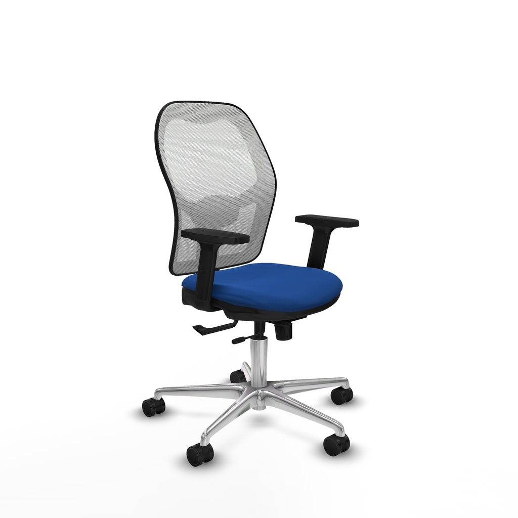 Jorquera traslack malla blanca similpiel azul brazos 2D base aluminio  ruedas 65mm nailon