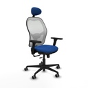 Jorquera traslack malla blanca similpiel azul brazos 3D base nailon cabecero fijo ruedas 65mm engomada