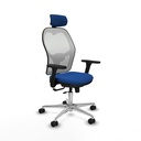 Jorquera traslack malla blanca similpiel azul brazos 3D base aluminio cabecero 2D ruedas 65mm nailon