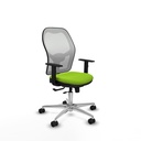 Jorquera traslack malla blanca similpiel pistacho brazos 1D base aluminio  ruedas 65mm nailon
