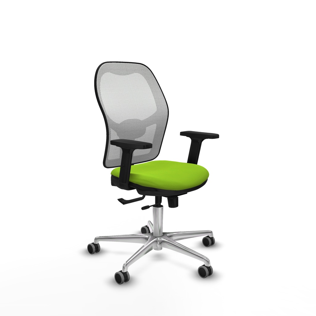 Jorquera traslack malla blanca similpiel pistacho brazos 2D base aluminio  ruedas 65mm engomada