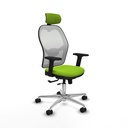 Jorquera traslack malla blanca similpiel pistacho brazos 2D base aluminio cabecero 2D ruedas 65mm nailon