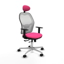 Jorquera traslack malla blanca similpiel rosa brazos 1D base aluminio cabecero fijo ruedas 65mm nailon