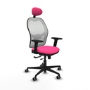 Jorquera traslack malla blanca similpiel rosa brazos 2D base nailon cabecero fijo ruedas 65mm engomada