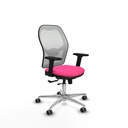 Jorquera traslack malla blanca similpiel rosa brazos 2D base aluminio  ruedas 65mm engomada