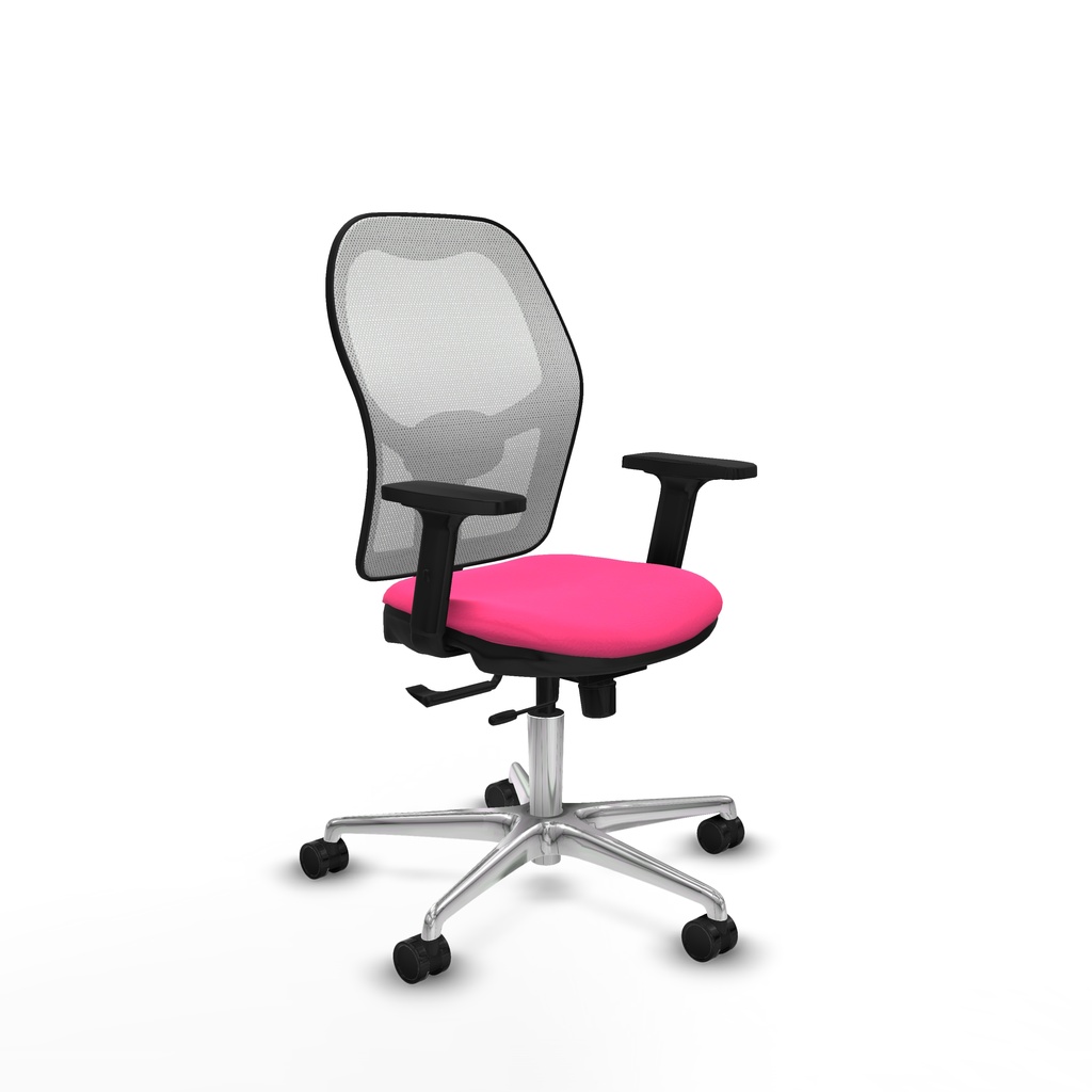 Jorquera traslack malla blanca similpiel rosa brazos 2D base aluminio  ruedas 65mm nailon