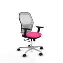 Jorquera traslack malla blanca similpiel rosa brazos 2D base aluminio  ruedas 65mm nailon