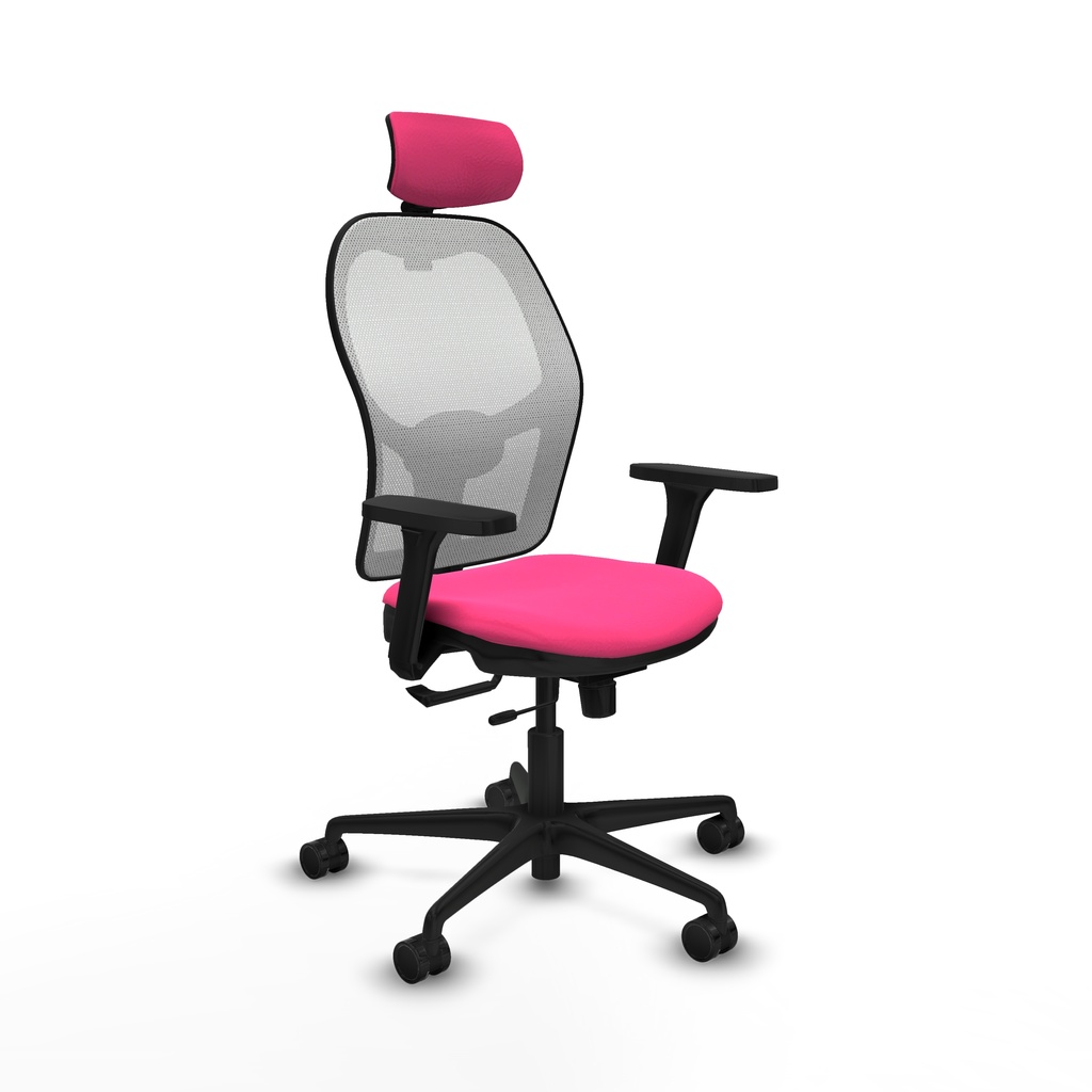 Jorquera traslack malla blanca similpiel rosa brazos 3D base nailon cabecero 2D ruedas 65mm nailon