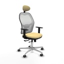 Jorquera traslack malla blanca similpiel crema brazos 1D base aluminio cabecero fijo ruedas 65mm engomada