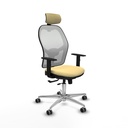 Jorquera traslack malla blanca similpiel crema brazos 1D base aluminio cabecero 2D ruedas 65mm engomada