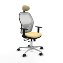 Jorquera traslack malla blanca similpiel crema brazos 1D base aluminio cabecero fijo ruedas 65mm nailon