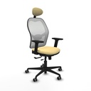 Jorquera traslack malla blanca similpiel crema brazos 2D base nailon cabecero fijo ruedas 65mm engomada