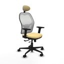 Jorquera traslack malla blanca similpiel crema brazos 2D base nailon cabecero fijo ruedas 65mm nailon