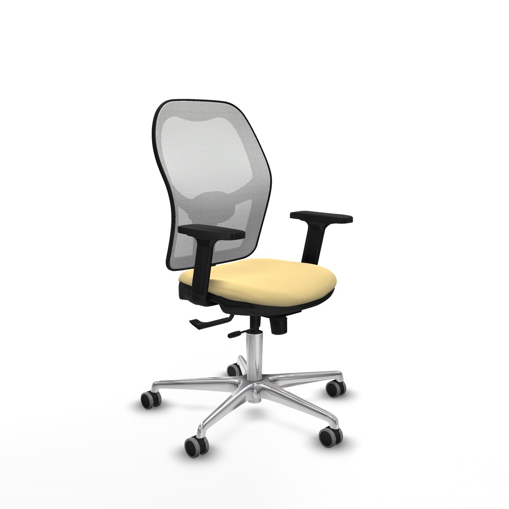 Jorquera traslack malla blanca similpiel crema brazos 2D base aluminio  ruedas 65mm engomada