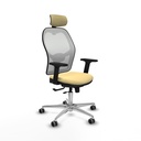 Jorquera traslack malla blanca similpiel crema brazos 2D base aluminio cabecero 2D ruedas 65mm engomada