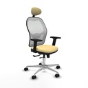 Jorquera traslack malla blanca similpiel crema brazos 2D base aluminio cabecero fijo ruedas 65mm nailon