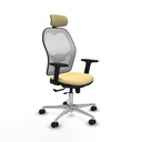Jorquera traslack malla blanca similpiel crema brazos 2D base aluminio cabecero 2D ruedas 65mm nailon