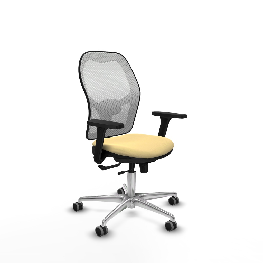 Jorquera traslack malla blanca similpiel crema brazos 3D base aluminio  ruedas 65mm engomada