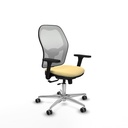Jorquera traslack malla blanca similpiel crema brazos 3D base aluminio  ruedas 65mm engomada