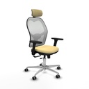Jorquera traslack malla blanca similpiel crema brazos 3D base aluminio cabecero 2D ruedas 65mm engomada