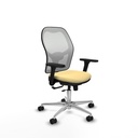 Jorquera traslack malla blanca similpiel crema brazos 3D base aluminio  ruedas 65mm nailon