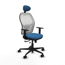 Jorquera traslack malla blanca similpiel azul claro brazos 1D base nailon cabecero fijo ruedas 65mm nailon