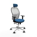 Jorquera traslack malla blanca similpiel azul claro brazos 1D base aluminio cabecero 2D ruedas 65mm engomada