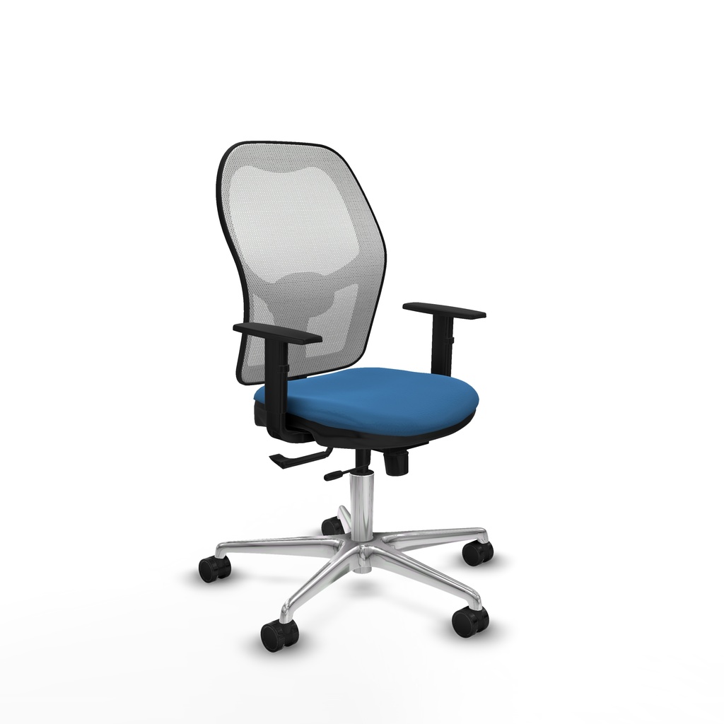 Jorquera traslack malla blanca similpiel azul claro brazos 1D base aluminio  ruedas 65mm nailon