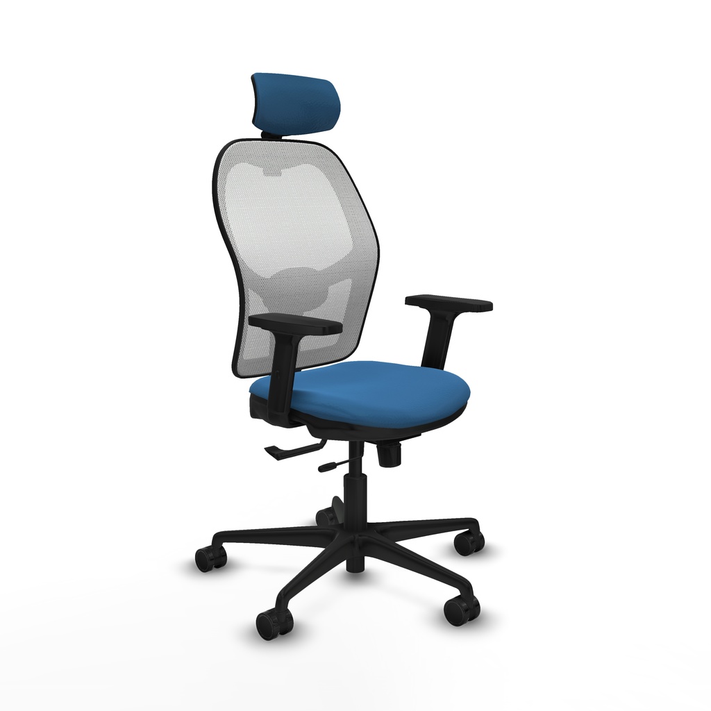 Jorquera traslack malla blanca similpiel azul claro brazos 2D base nailon cabecero 2D ruedas 65mm nailon