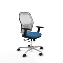 Jorquera traslack malla blanca similpiel azul claro brazos 2D base aluminio  ruedas 65mm nailon
