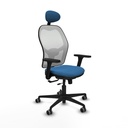 Jorquera traslack malla blanca similpiel azul claro brazos 3D base nailon cabecero fijo ruedas 65mm engomada